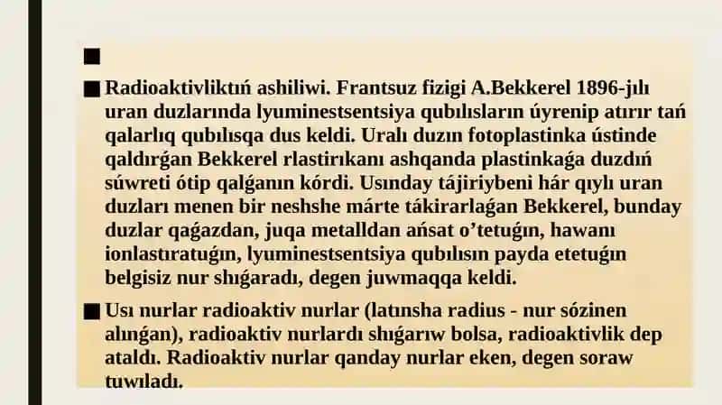 TÁBIYIY RADIOAKTIVLIK. RADIOAKTIV ÍDÍRAW NÍZAMÍ 3