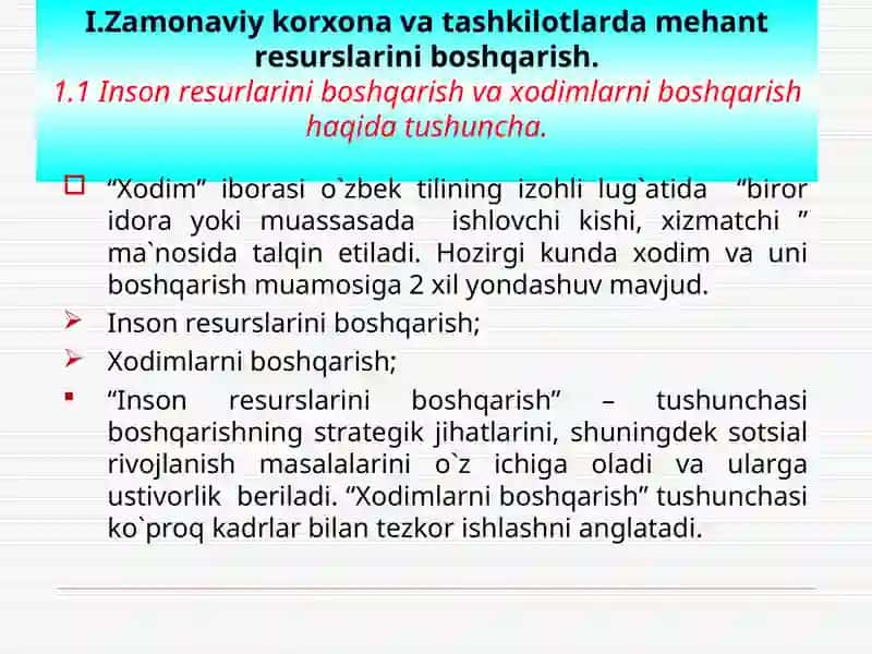 Korxonalarda inson resurslarini boshqarish 3
