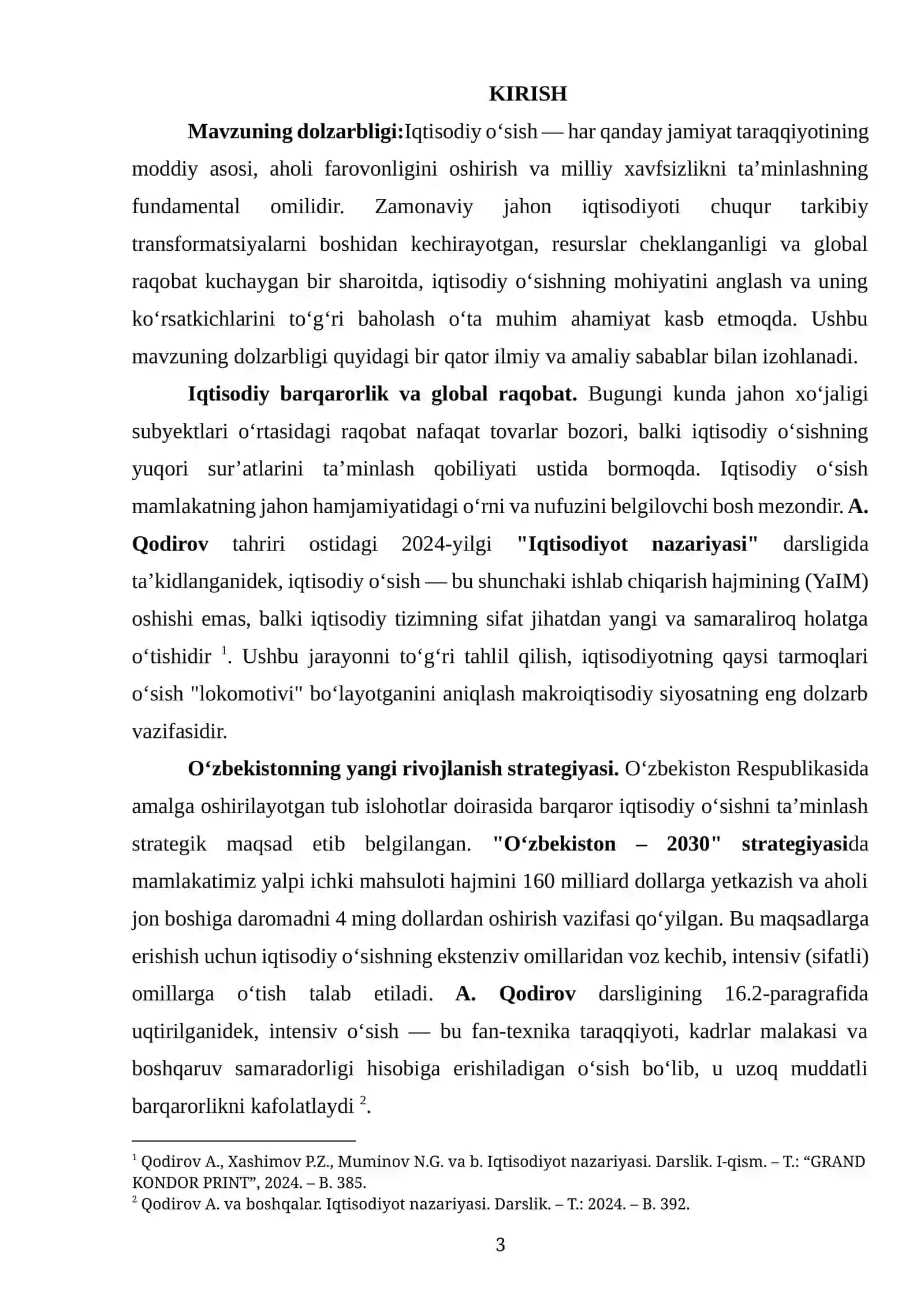 Iqtisodiy o‘sishning iqtisodiy mohiyati, turlari va omillari 3