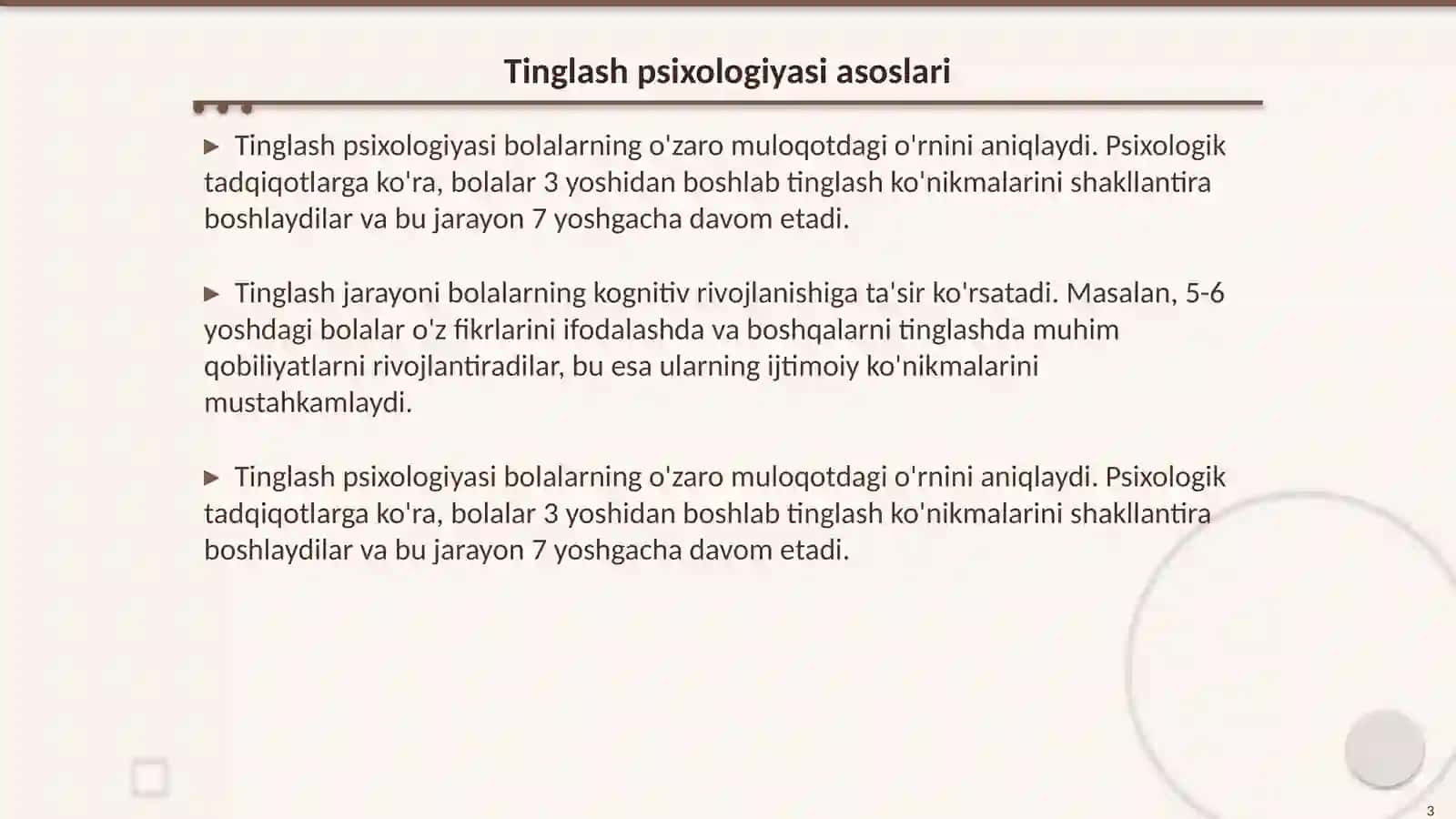 Bolalarni tinglashga o'rgatish 3