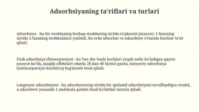 Organizmdagi adsorbsion jarayonlar 3