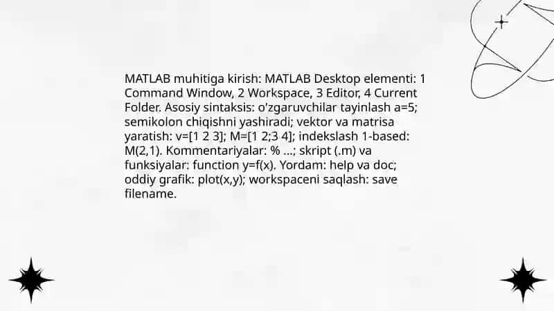 MatLab ilovasida dasturlashni qo'llash 3