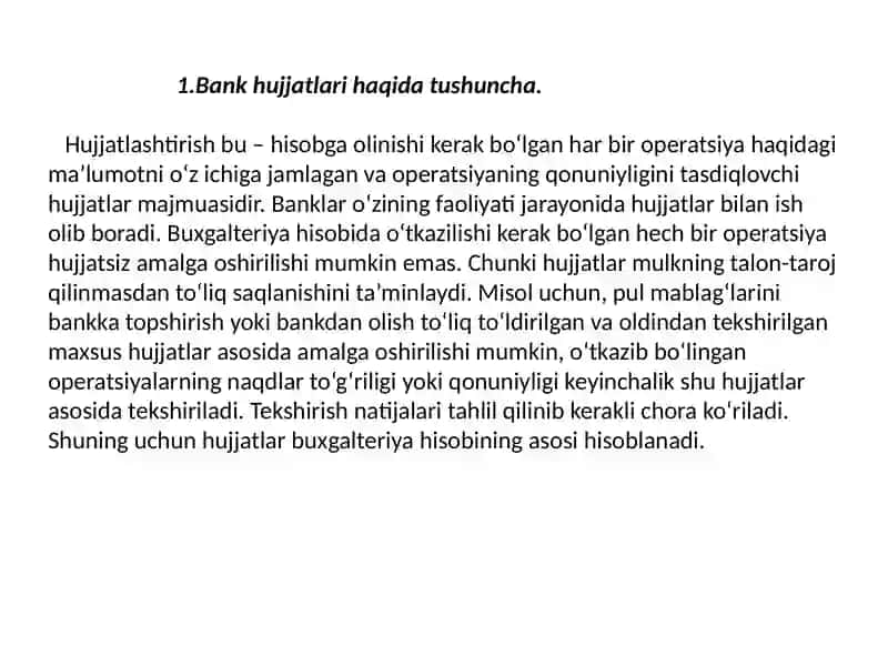 Bank hujjatlari va hujjatlarning aylanishi 3