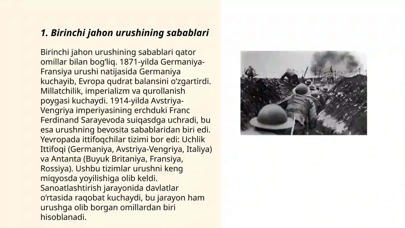 Birinchi jahon urushi va urushdan so'ng diplomatik aloqalar 3
