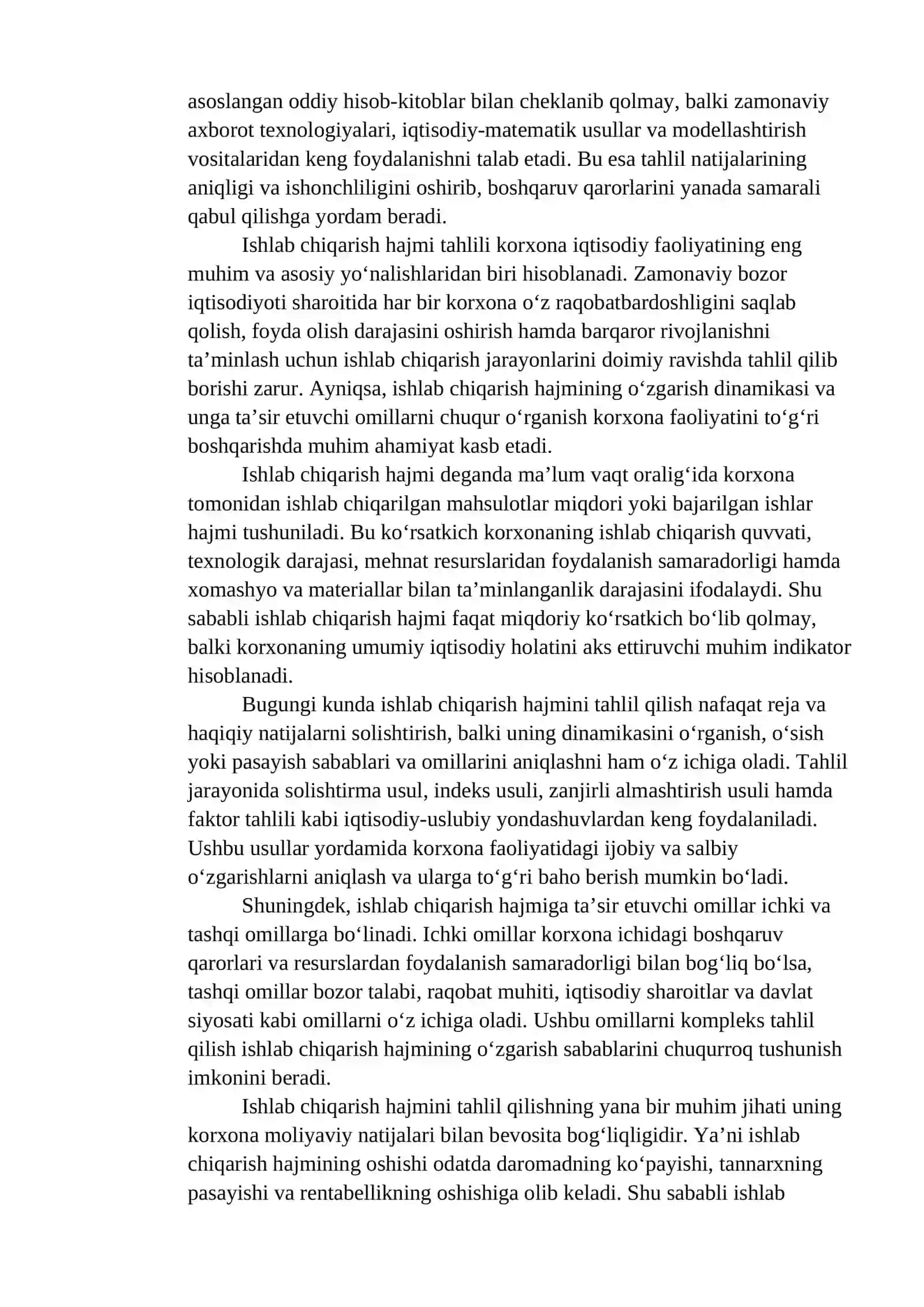 Ishlab chiqarish hajmi tahlili 3