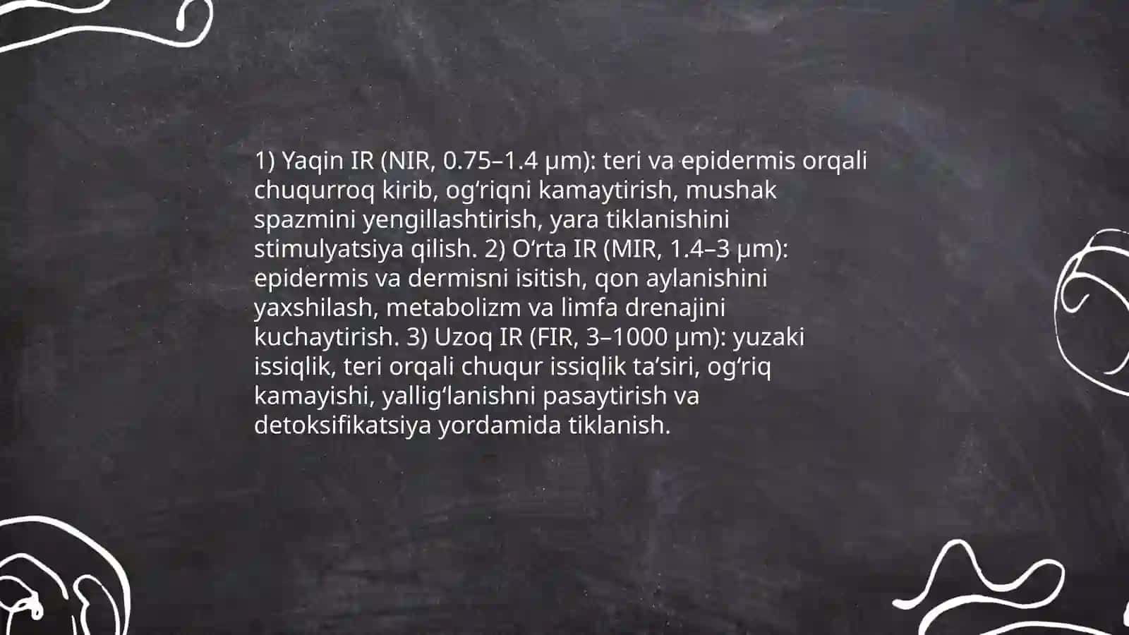 Davolash maqsadlarida ishlatiluvchi issiqlik nurlanishi manbalari fizoterapiya va fototerapiyada foydalanish 3