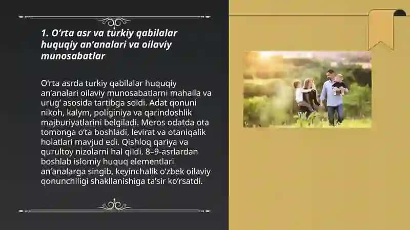 Oʻzbekiston Respublikasida oila qonunchiligining rivojlanish tarixi 3