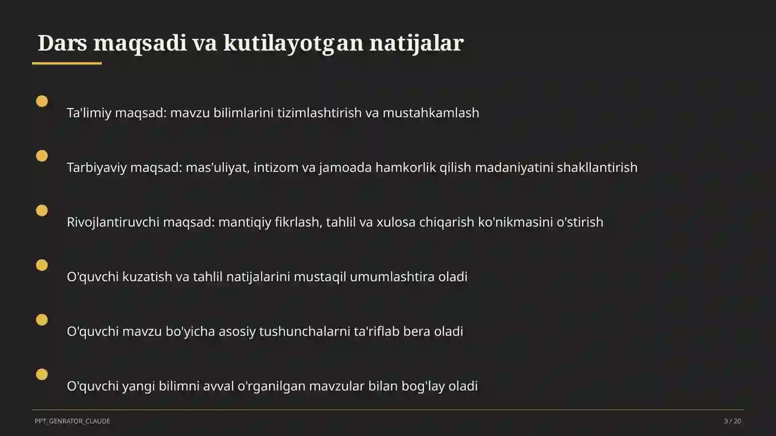 Dolzarb mavzular — maktab va o'qituvchilar (2026) — takrorlash darsi uchun 3