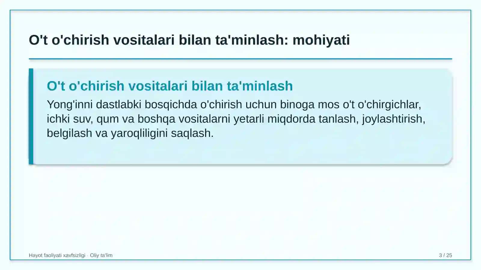 Aeroportlarda o't o'chirish vositalari bilan ta'minlash 3