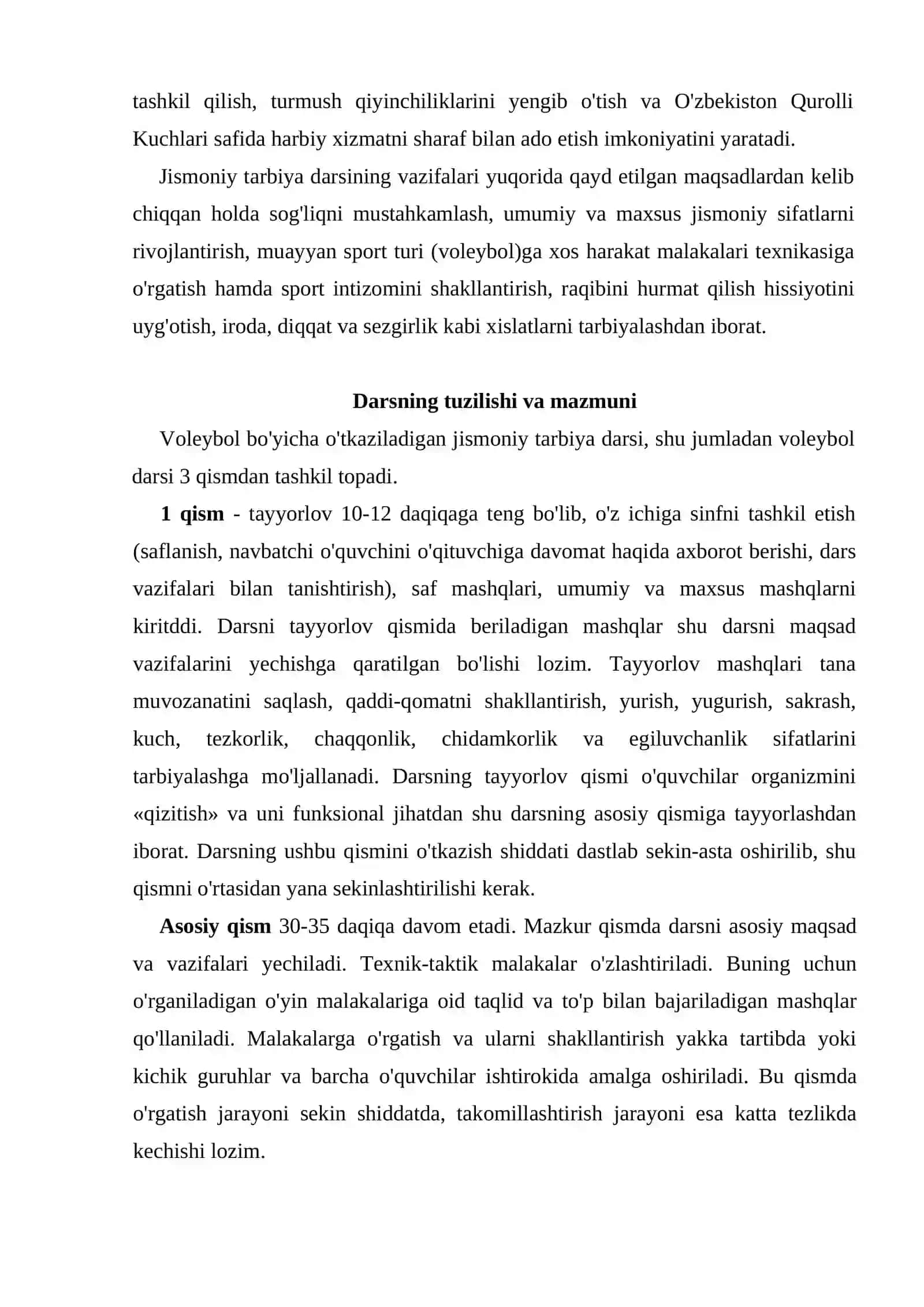 Voleybol darsi va uni o'tkazish tartibi 3