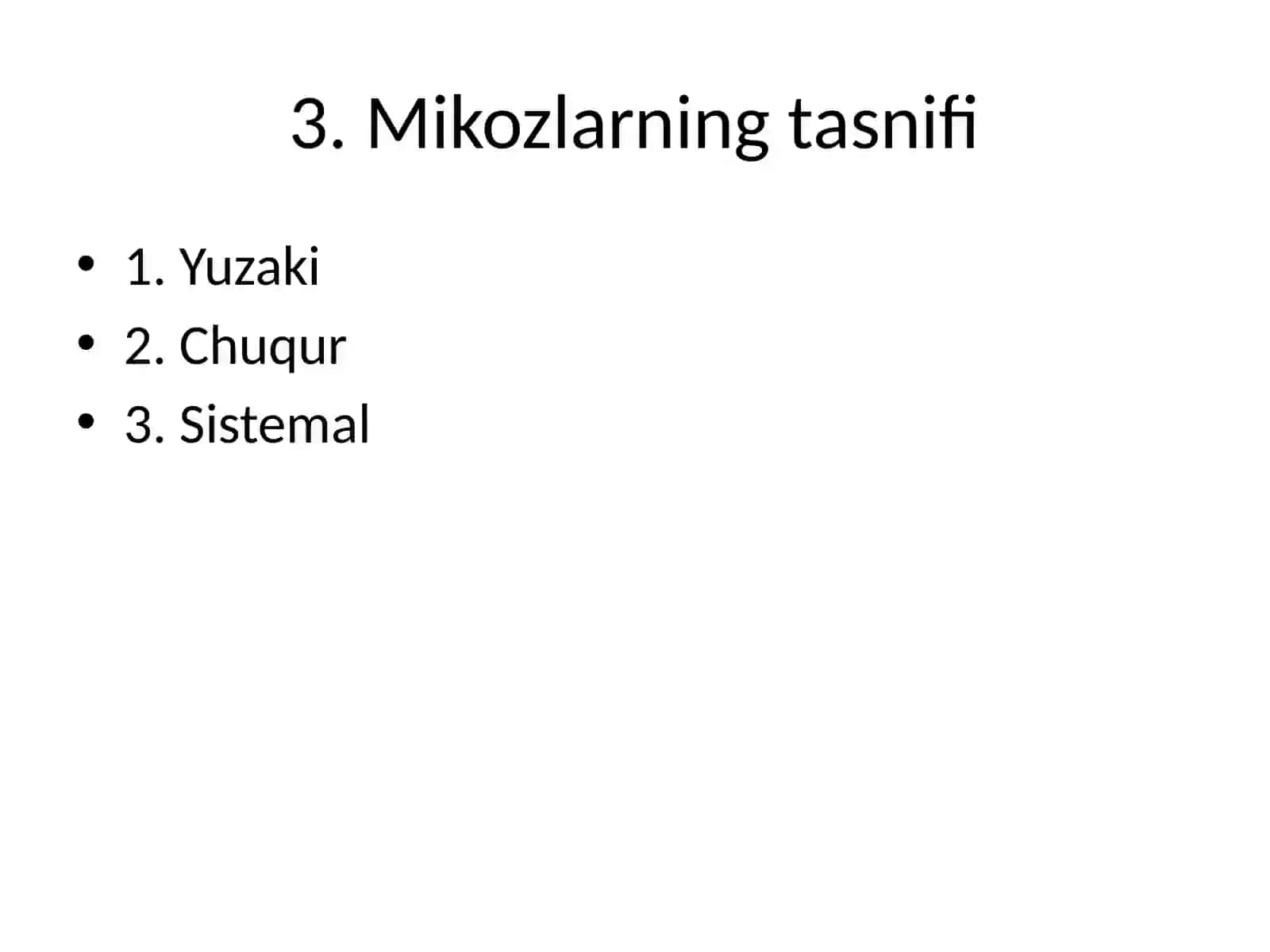 Zambrug’lar umumiy tasnif 3