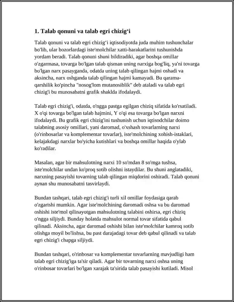 TALAB VA TAKLIF. BOZOR MUVOZONATI 3