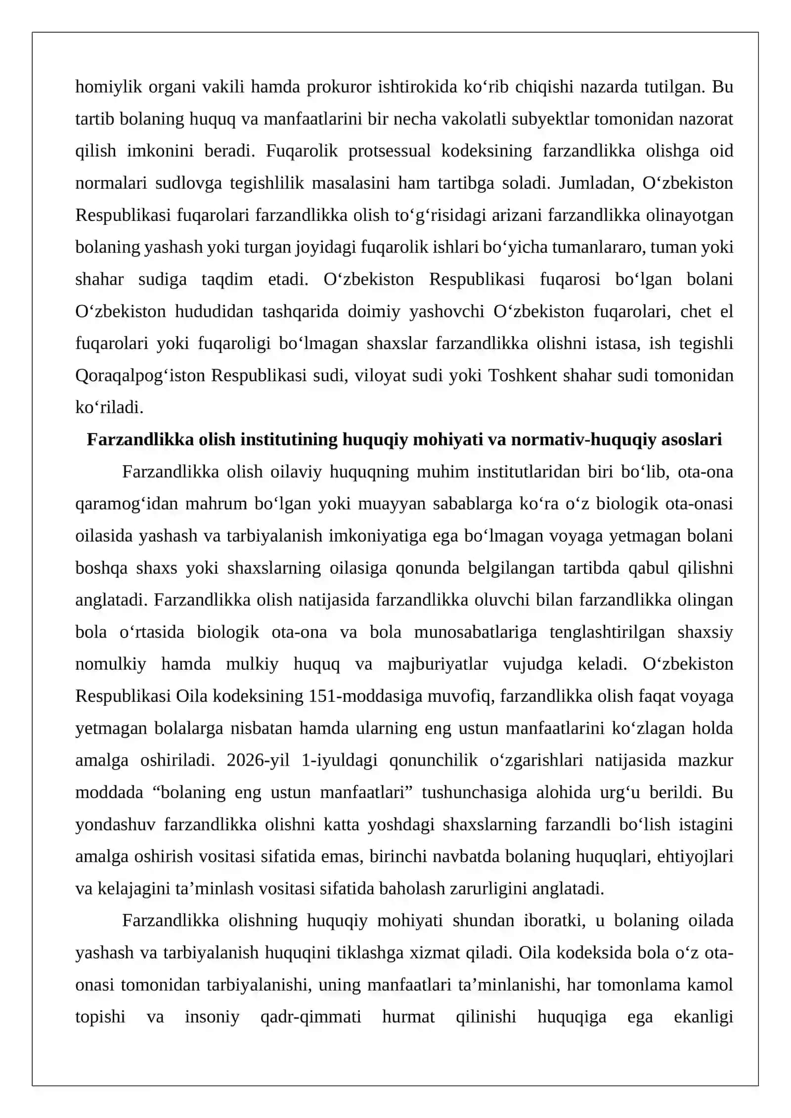 Bolani farzandlikka olish haqidagi ishlarni sudda ko‘rish tartibi 3