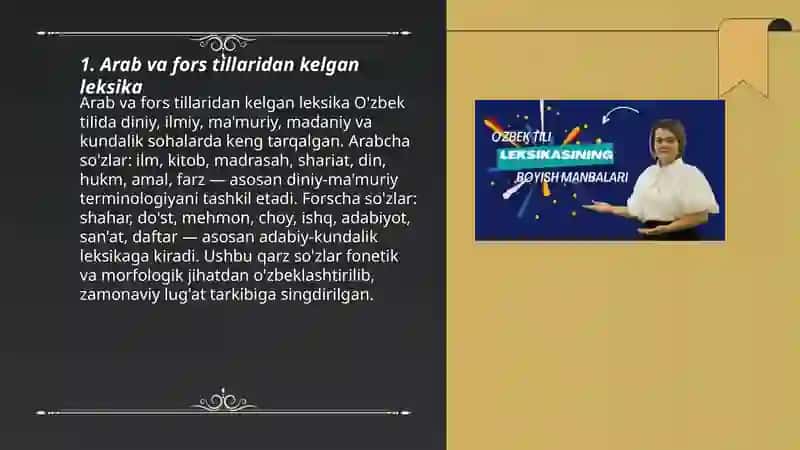 Arab va fors tillaridan kelgan leksika 3
