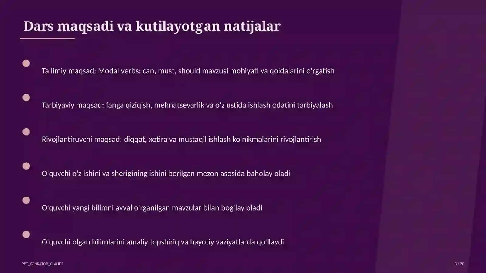 Modal verbs: can, must, should (7-sinf) 3