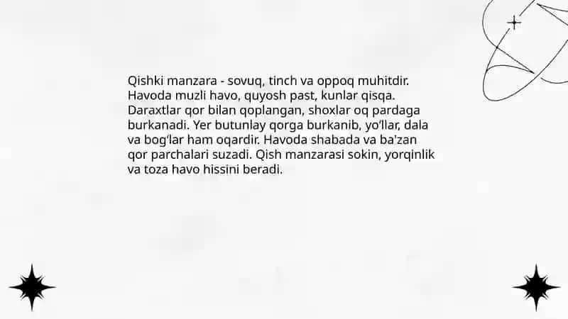 Qishki manzara, qorining hususiyati haqida suxbat o'tqazish 3