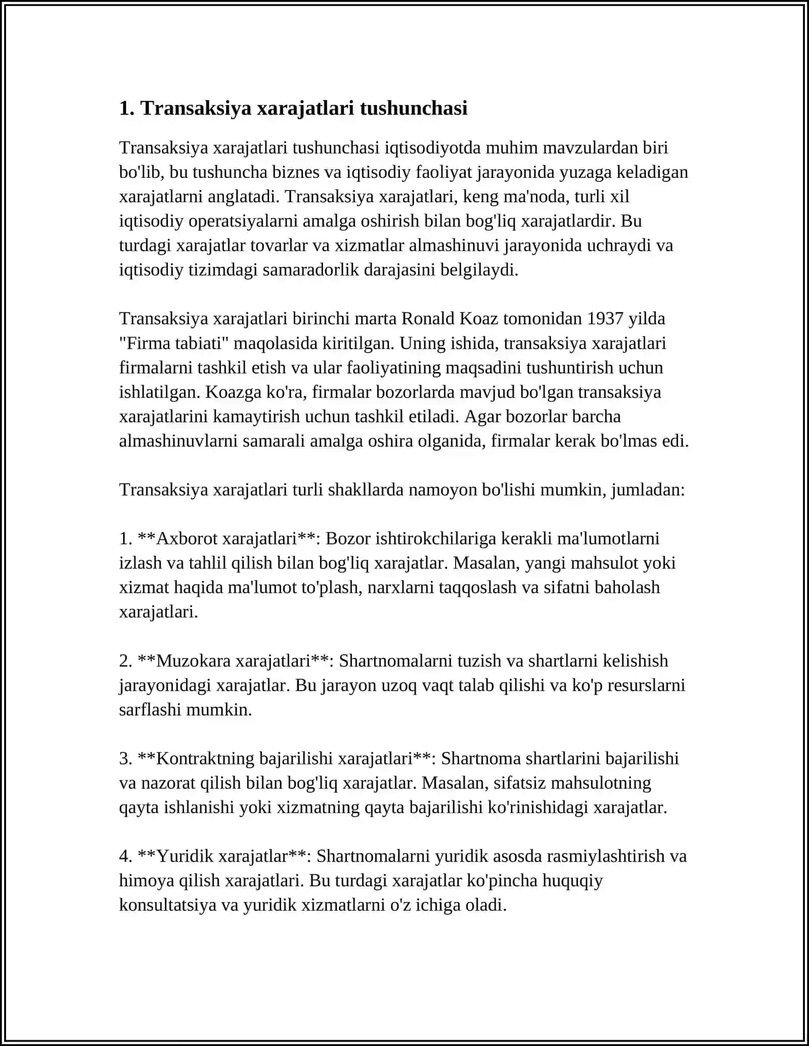 TRANSAKSIYA VA TRANSFORMATSIYA XARAJATLARI HAMDA ULARNI TAHLIL QILISHGA NISBATAN YONDASHUVLAR 3