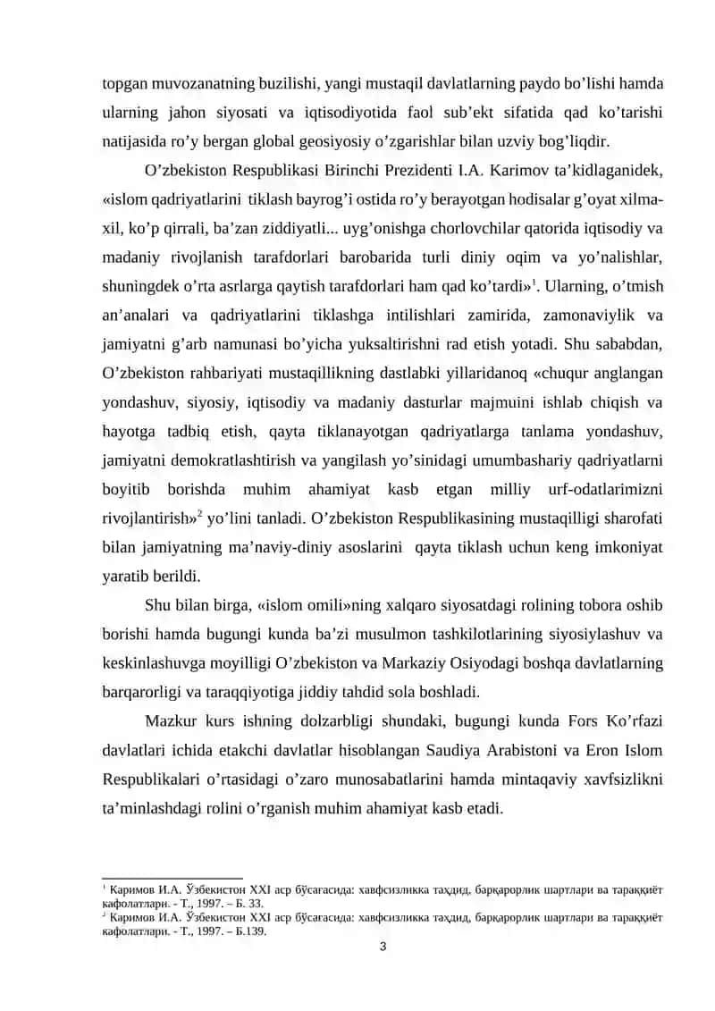 XX ASR OXIRI XXI ASR BOSHLARIDA ERON ISLOM RESPUBLIKASI VA JAHON HAMJAMIYATI 3
