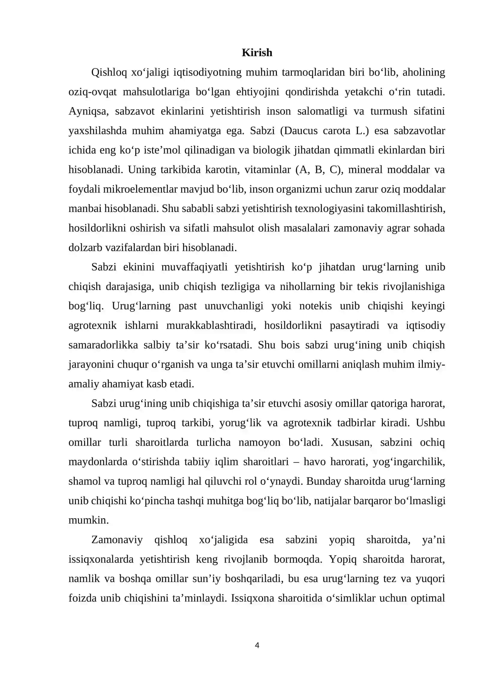Sabzi Ekinini Ochiq va Yopiq Holda O'stirilganda Unib Chiqishini O'rganish va Taqqoslash 3