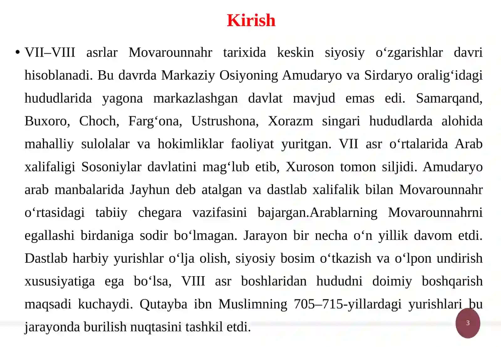 Arablar isitilosi va Movarounnahr davlat boshqaruvi tizimi 3