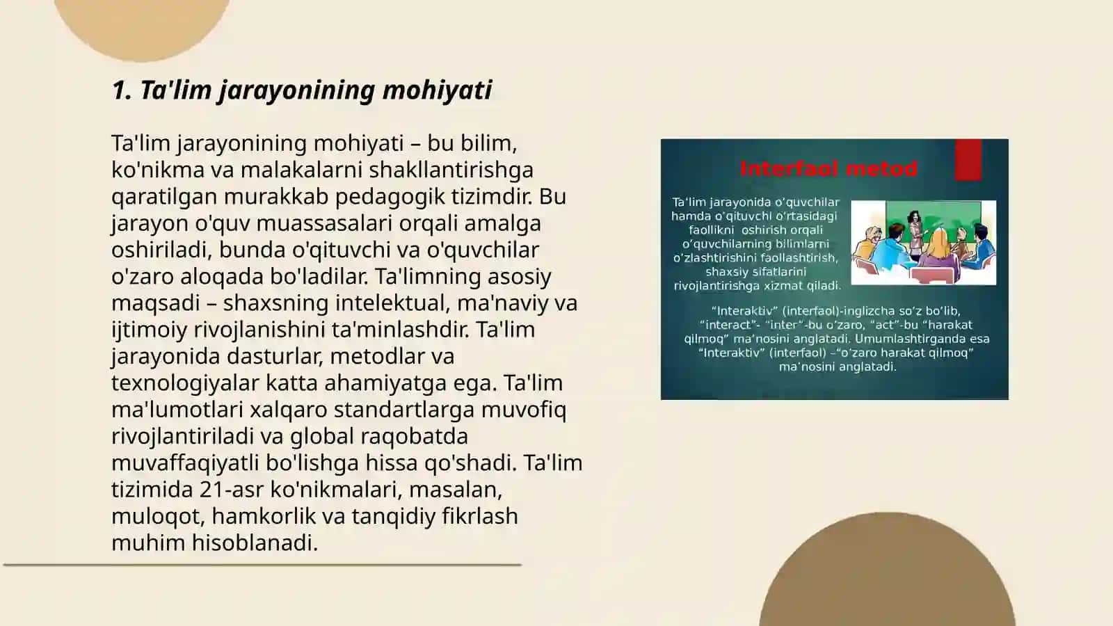 Ta'lim prinsiplari ta'lim jarayonini tashkil etishning metodik asoslari 3