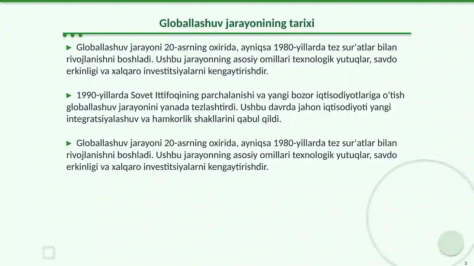 Jahon iqtisodiyotida globallashuv jarayoni 3