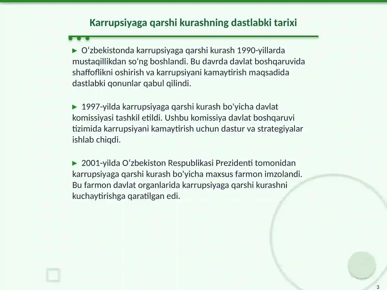 Oʻzbekistonda karrupsiyaga qarshi kurash siyosati va uning natijalari 3