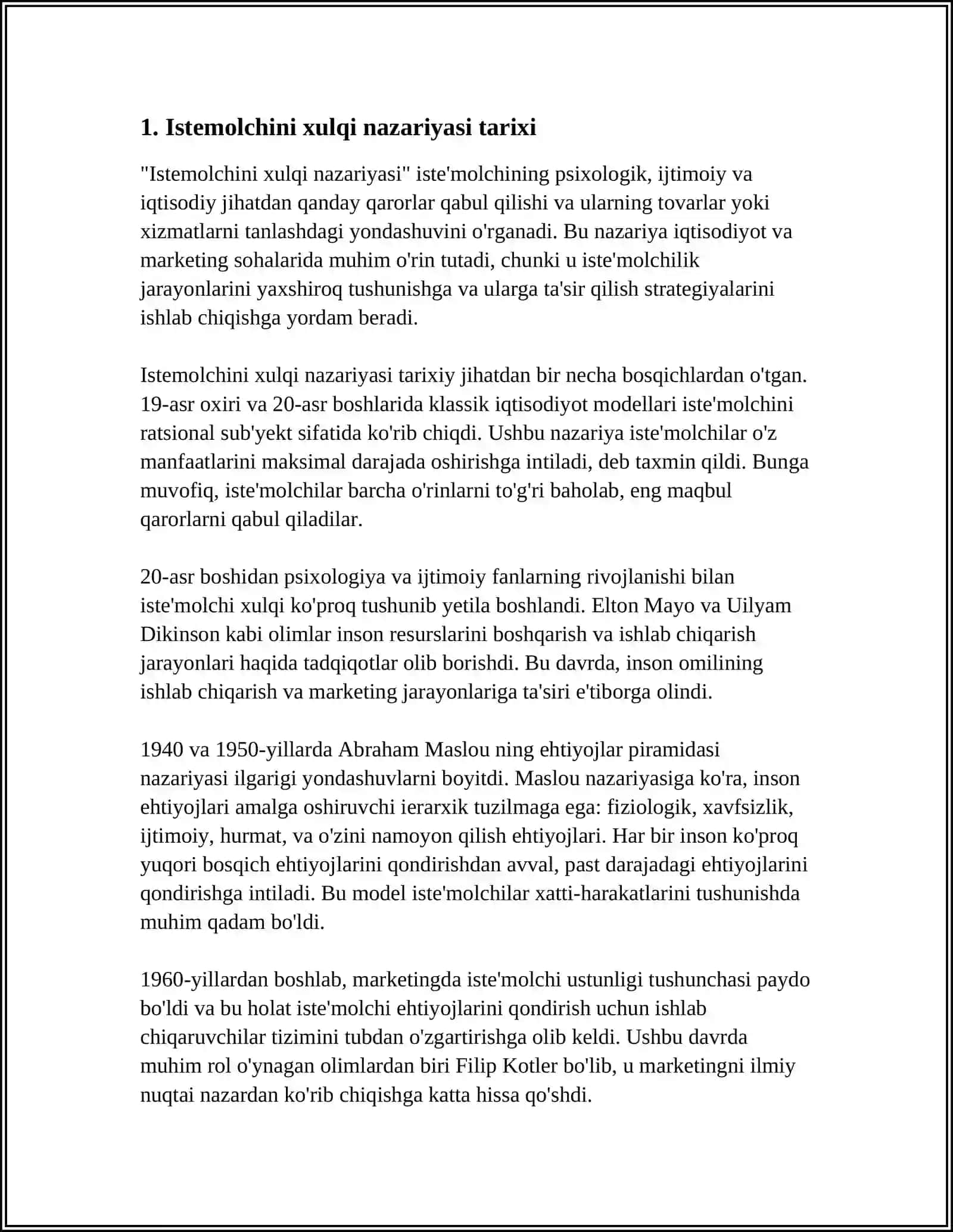 MUSTAQIL ISH Mavzu: ISTE’MOLCHI XULQI NAZARIYASINING ASOSIY HOLATI 3
