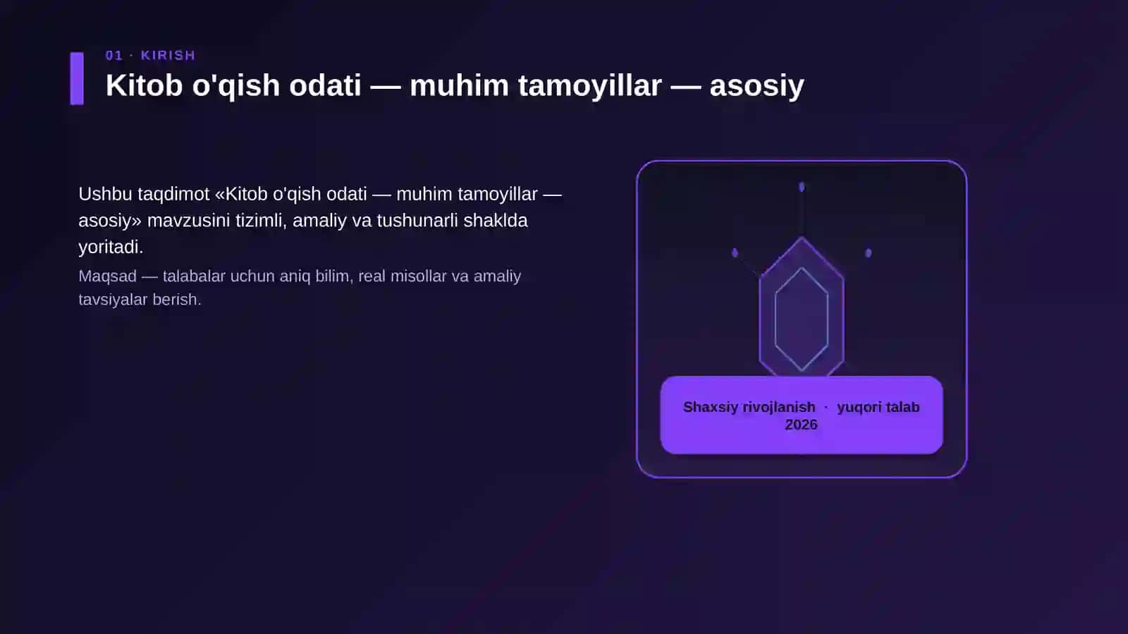 Kitob o'qish odati — muhim tamoyillar — asosiy 3