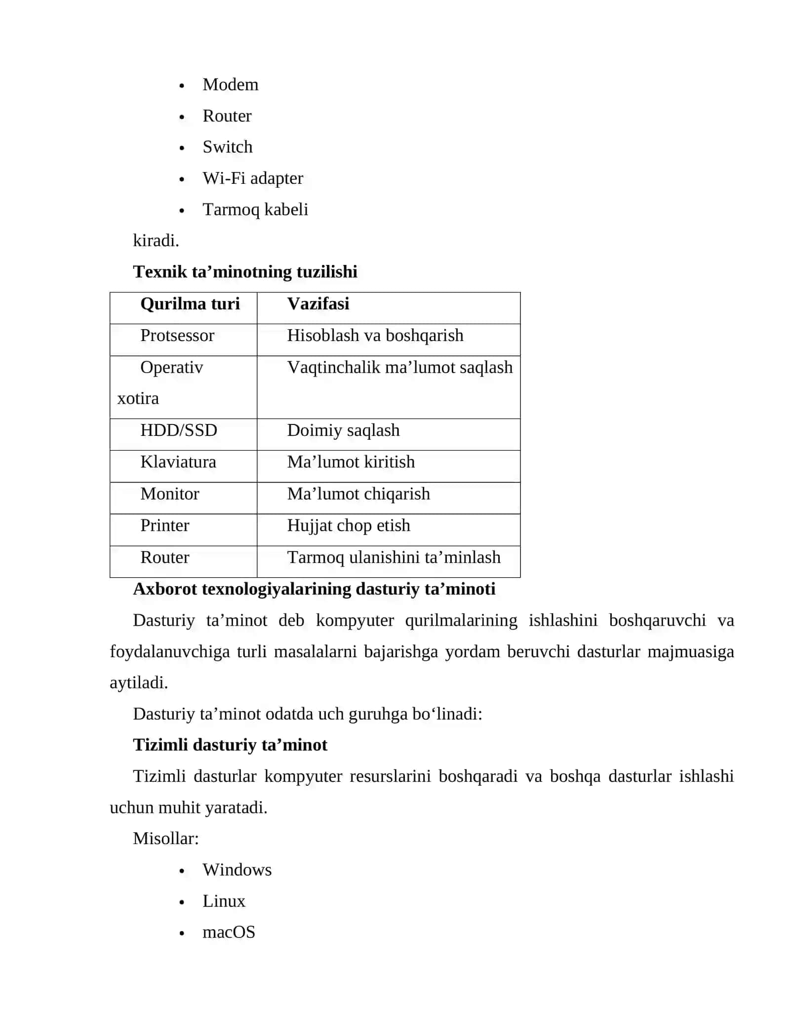 Axborot texnologiyalarining texnik va dasturiy ta’minoti 3