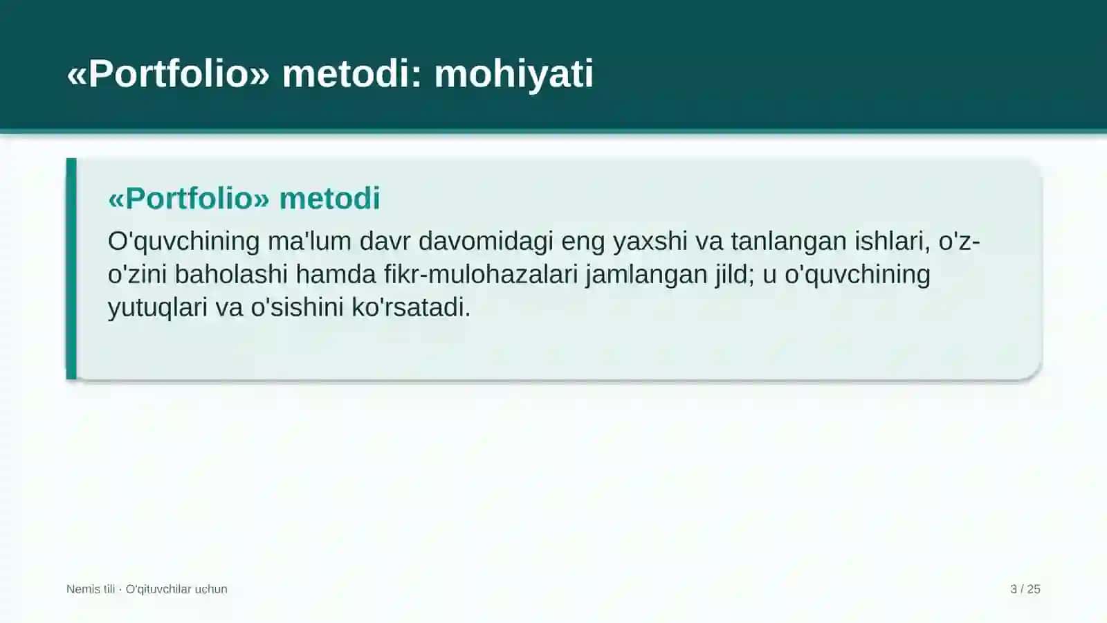 nemis tili darslarida portfolio metodidan foydalanish 6893 3