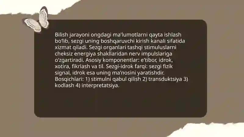 Bilish Jarayoni va Sezgi 3