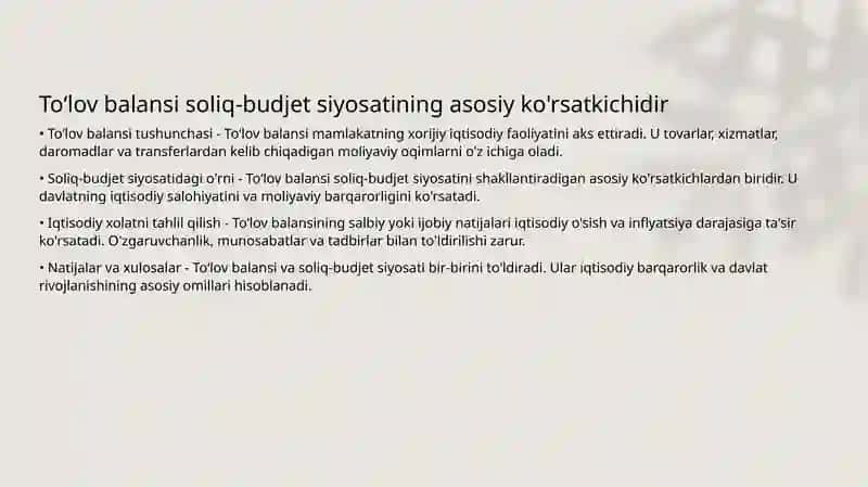 Toʻlovbalansiholatigasoliq-budjetvapul-kreditsiyosatiningta'siri 3