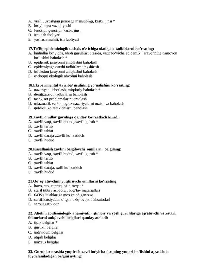 №14 Xavfli guruhlar bo‘yicha kasallikning taqsimlanishi. Tezkor epidemiologik tahlilni tashkillashtirish. Klinik epidemiologiya asoslari. Poliomielit epidemiologiyasi. Poliomielitda maxsus emlash profilaktikasining samaradorligi 3