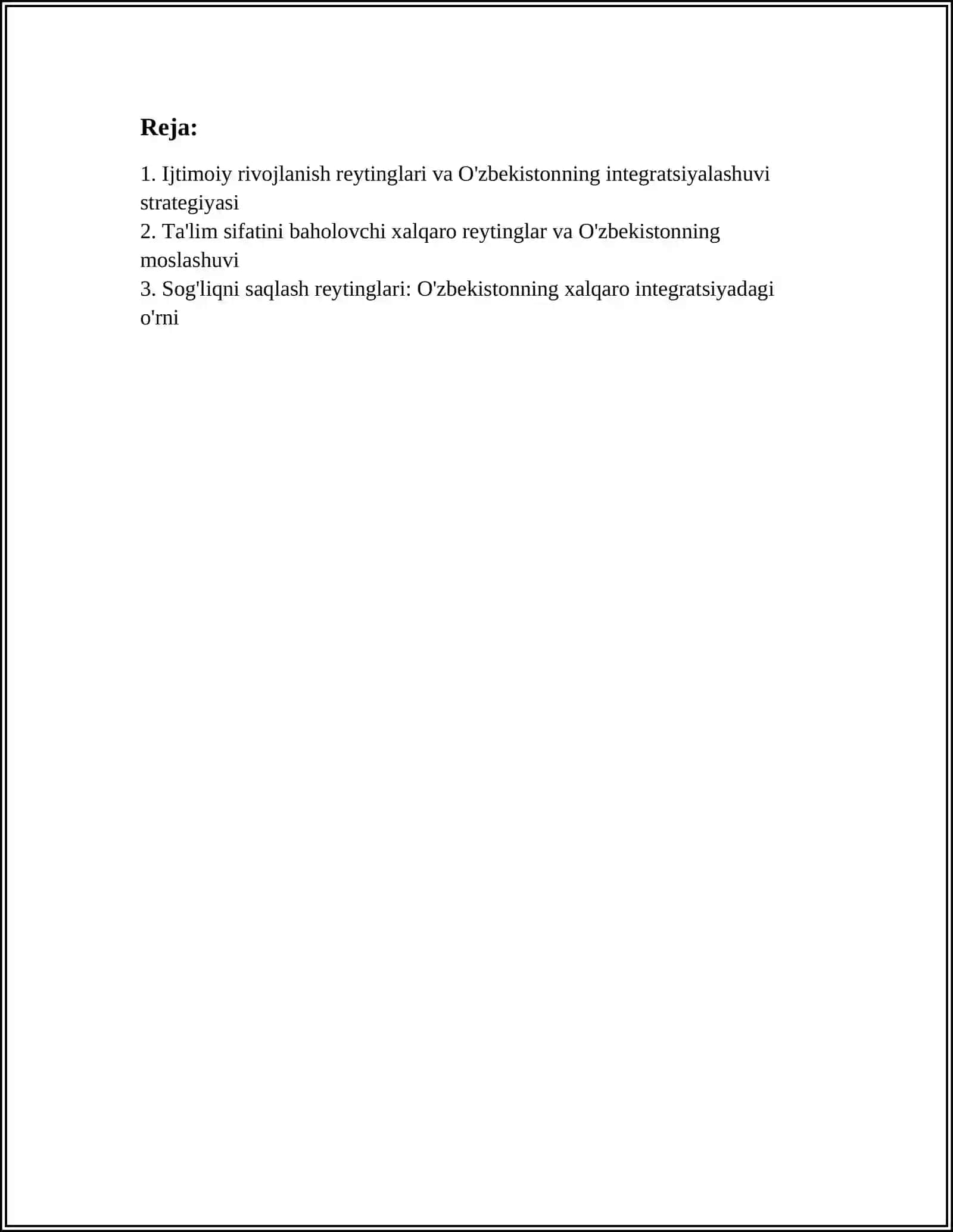 LJTIMOIY SOHADAGI USTUVOR HALGARO REYTINGLAR VA ULARGA O'ZBEKISTONNING INTEGRATSIYALASHUVI 3