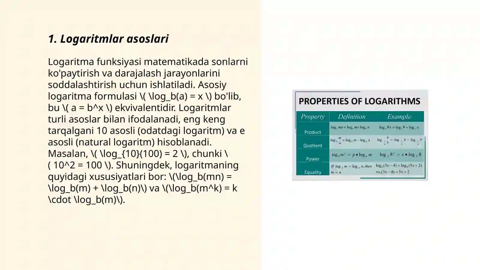 Logaritmlar asoslari 3