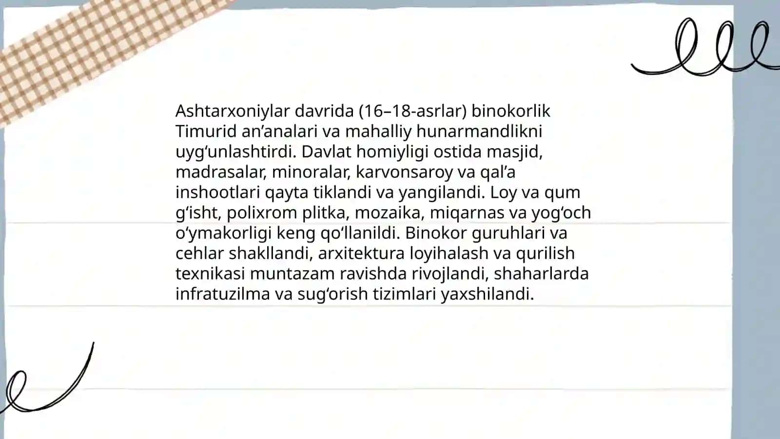 Ashtarxoniylar davrida binokorlik 3