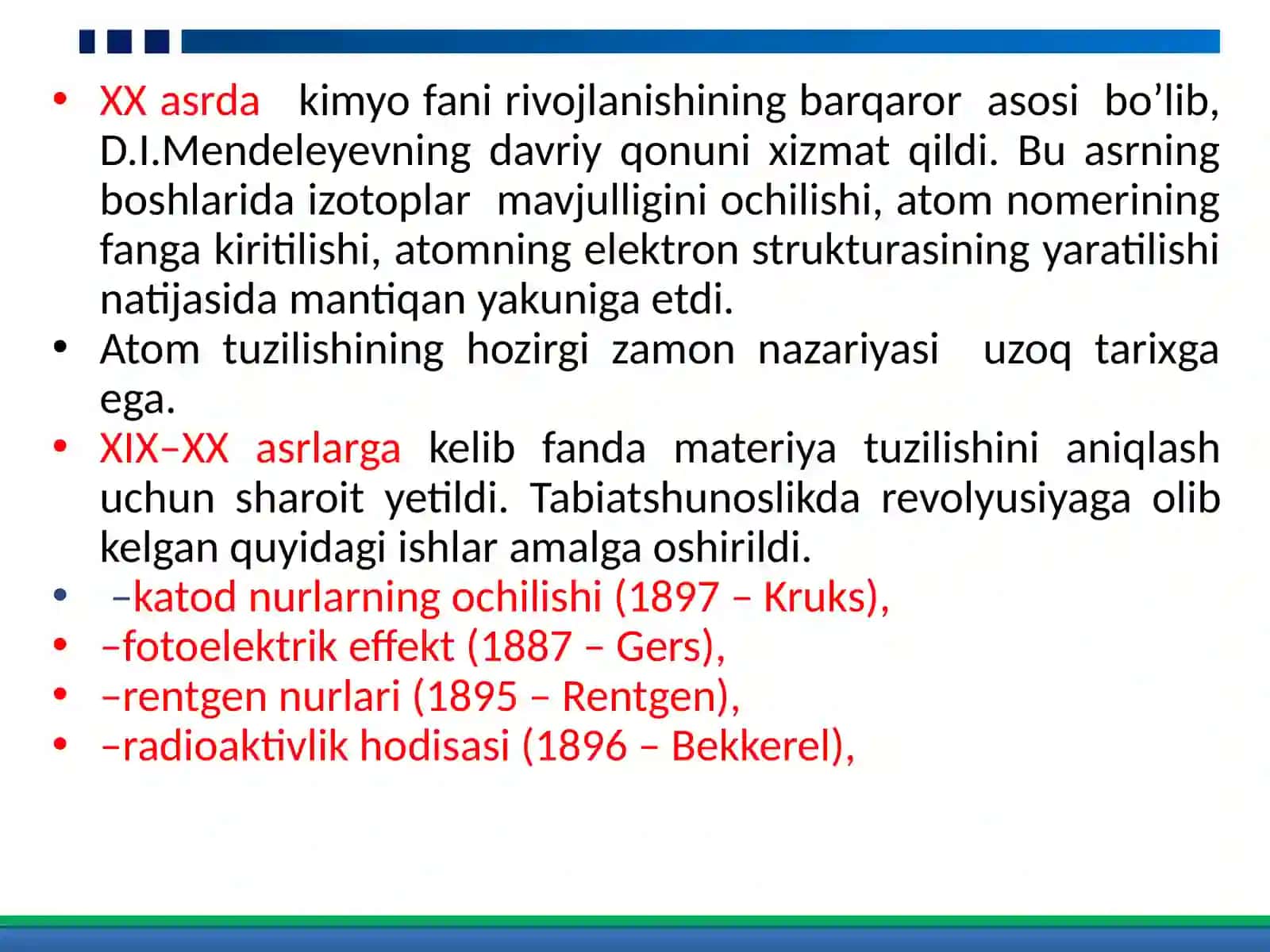 XX asr kimyosining xarakterli belgilari va XXI asr kimyosining rivojlanishi 3