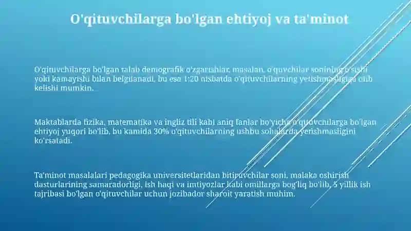 Pedagog kadrlarga boʻlgan ehtiyoj va ularni tayyorlash masalalari 3