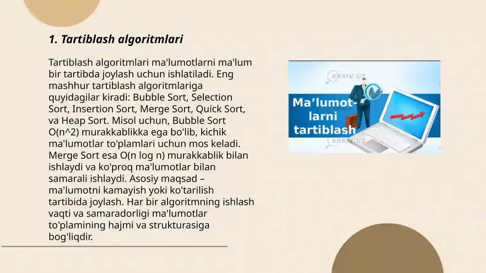 Tartiblash ólchov texnikasi 3
