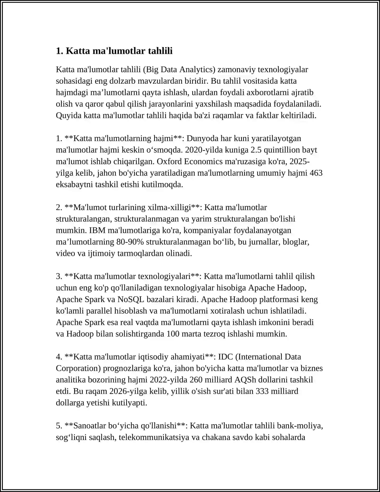 BIGDATA ASOSLANGAN RAQAMLI TEXNALOGIYALAR 3