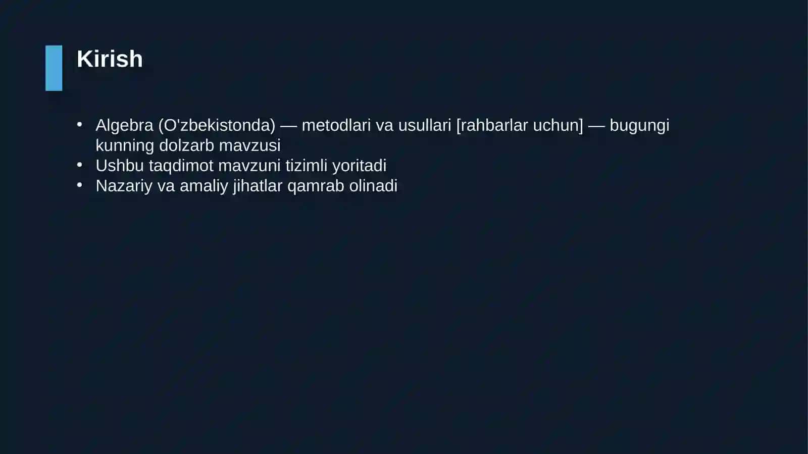 Algebra (O'zbekistonda) — metodlari va usullari [rahbarlar uchun] 3