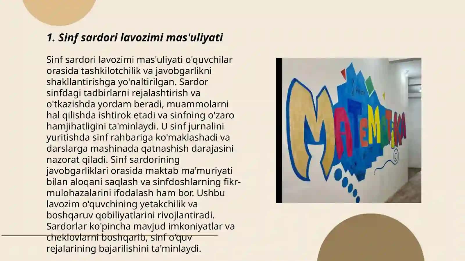 Sinf sardorini tayinlash 3
