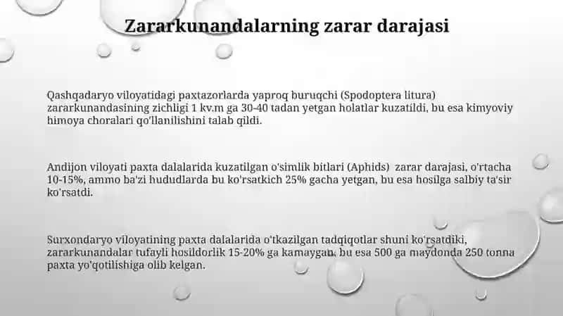 Zararkunandalarning tur tarkibi va qarshu kurash choralari 3