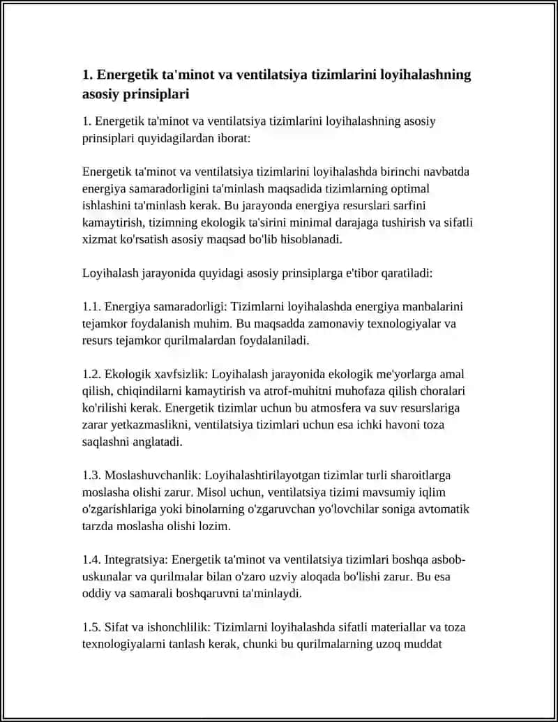 ENERGETIK TA'MINOT VA VENTILATSIYA TIZIMLARINI LOYIHALASH 3