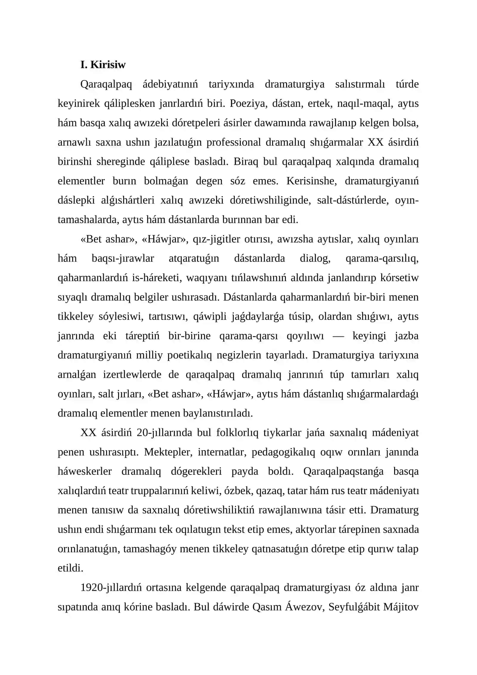 Qaraqalpaq ádebiyatında dramaturgiyanıń qáliplesiwi Á. Ótepovtıń «Teńin tapqan qız» dramalıq shıǵarması 3
