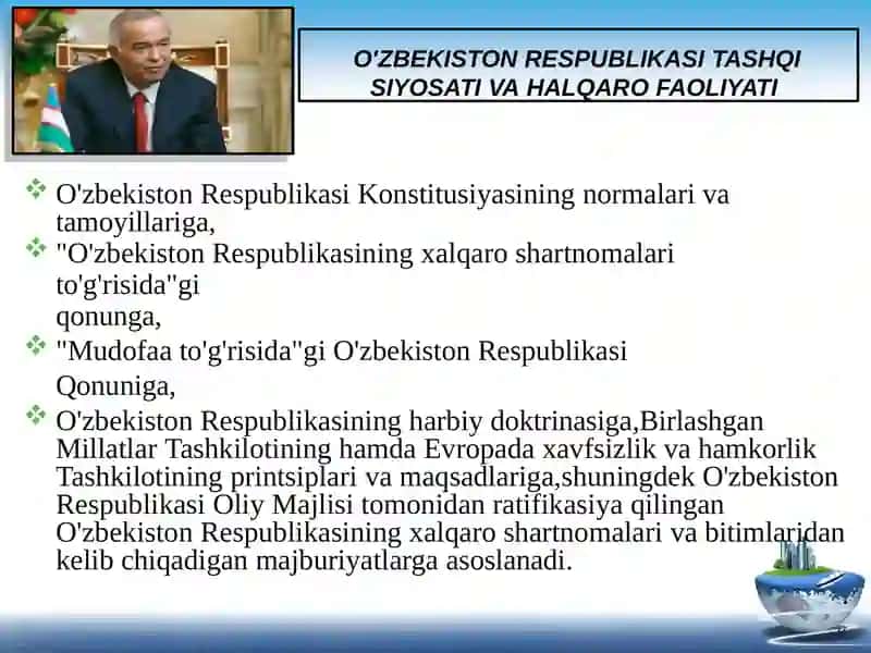 O'zbekistonning xorijiy mamlakatlar bilan ko'p tomonlama hamkorlik munosabatlari 3