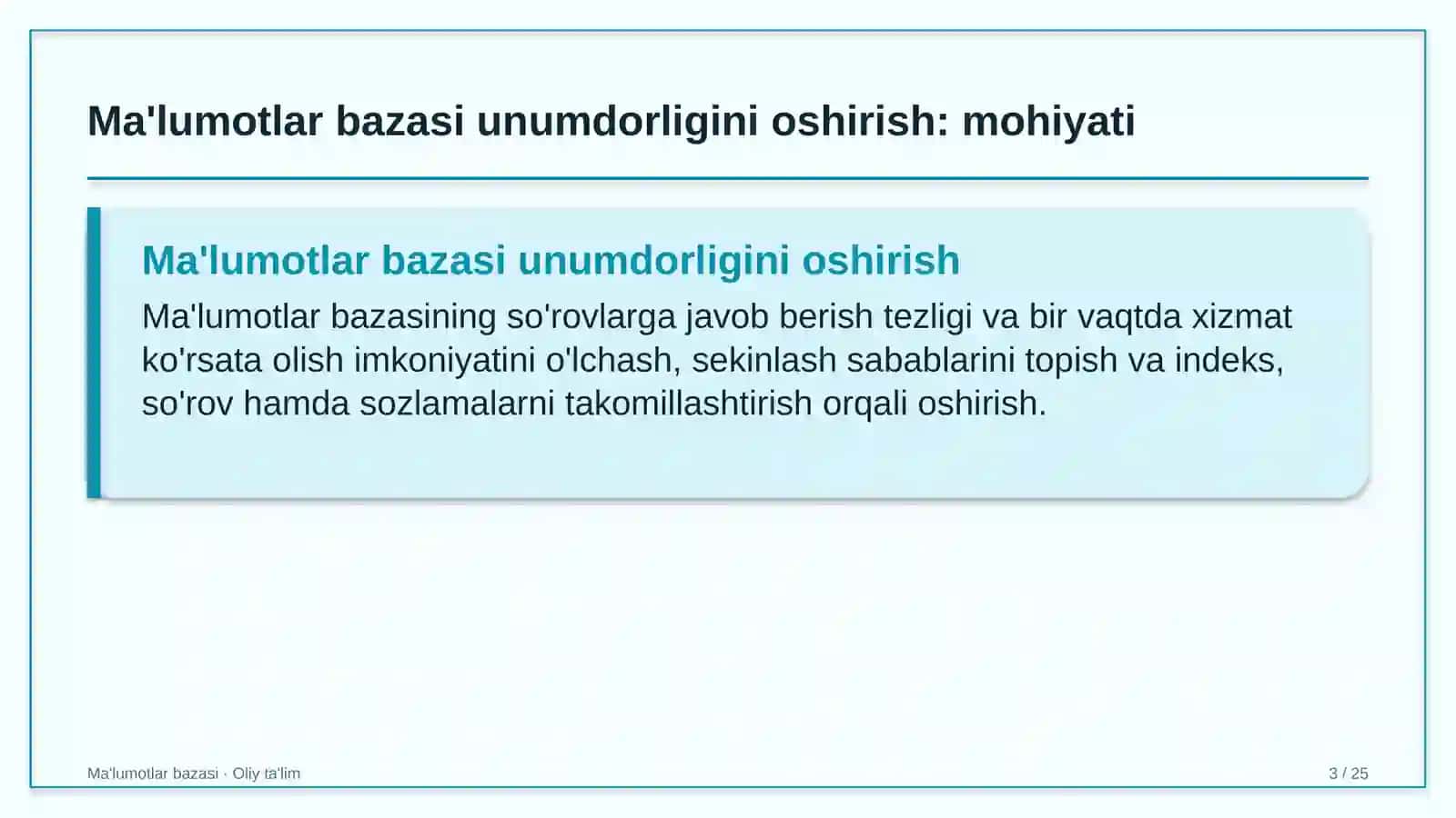 Xususiy telekanallarda ma'lumotlar bazasi unumdorligini oshirish 3