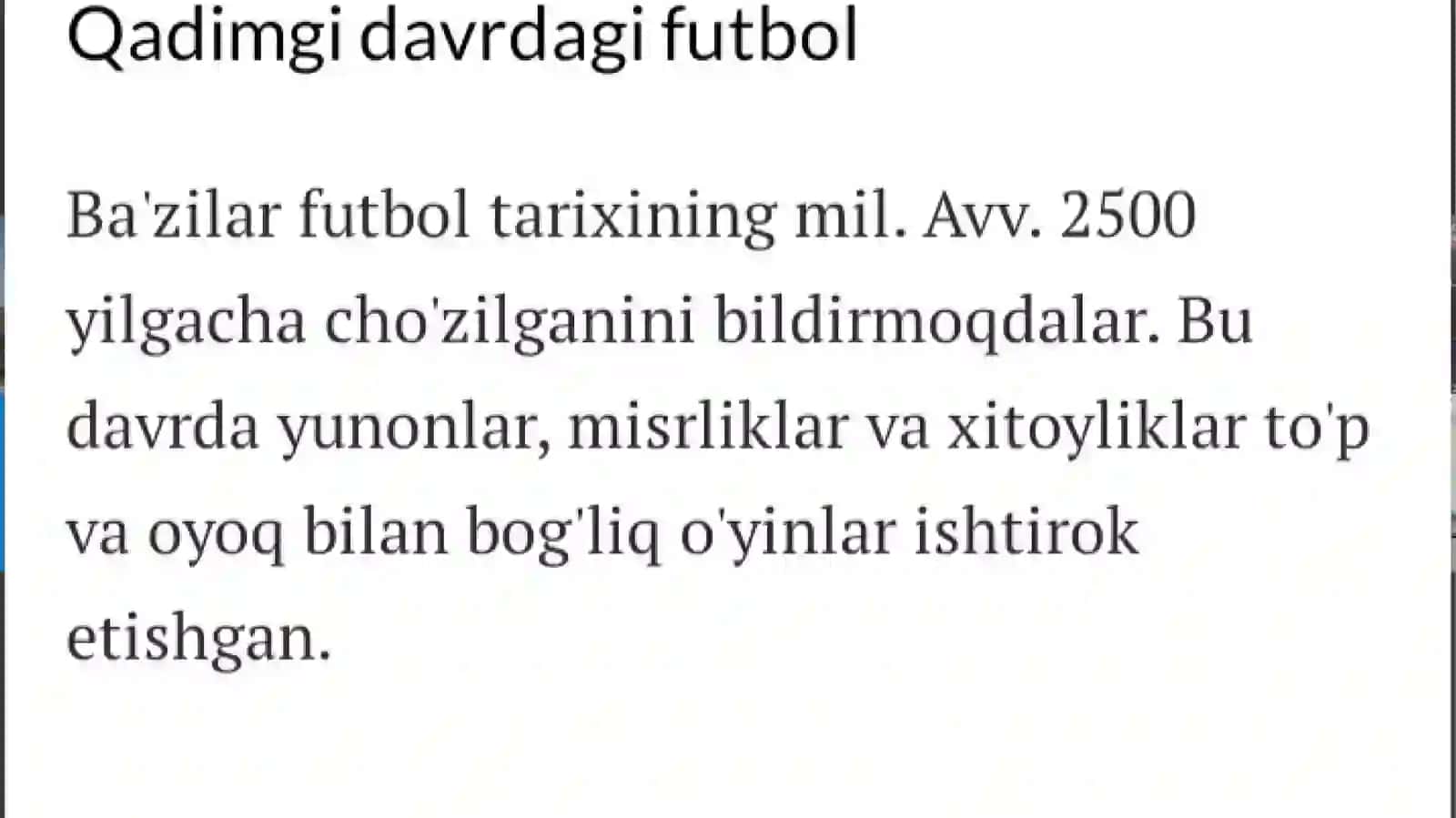 Futboll oʻyinning kelib chiqish tarixi 3