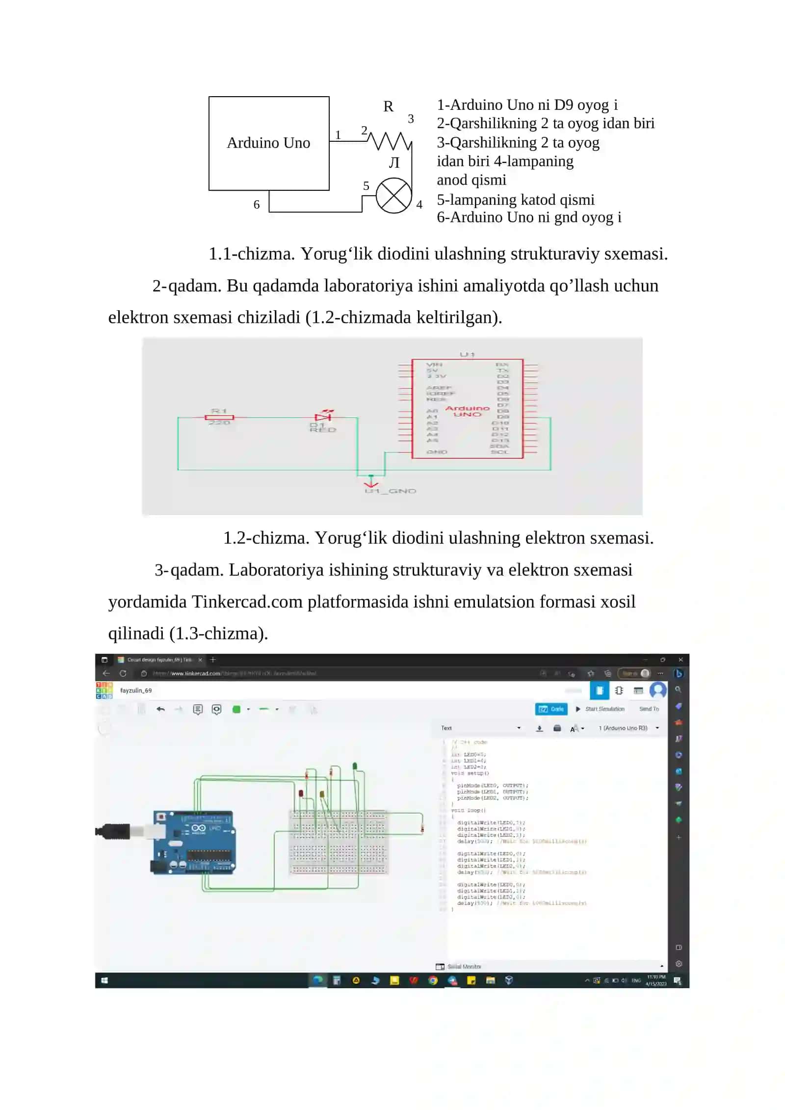 Yorug‘lik diodi. Arduino yordamida yorug‘lik diodini o‘chirib yoqish 3